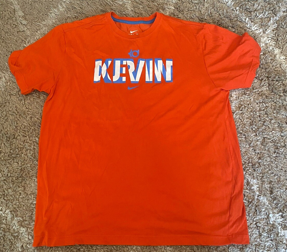 Nike Shirt Mens XL Orange Short Sleeve Kevin Durant DriFit KD Basketball