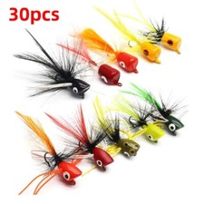 30pcs Dry Fly Files Fishing Lures Poppers Kit Bluegill Bass Panfish Trout Salmon