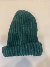 Ski Hat Handmade Unisex One Size Fits All Green Knit Beanie Winter Hat Ski Snow