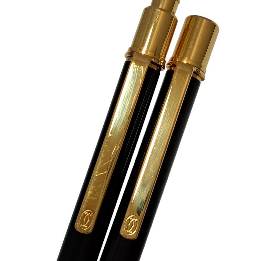 Cartier Ballpoint Pen Mechanical Pencil Case Set Must Black Gold