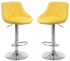 2 x MILAN Bar Stools Faux Leather, Black Grey Yellow Kitchen Breakfast Bar