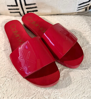 CALVIN KLEIN Marlina Red Patent Look CK Logo 1\