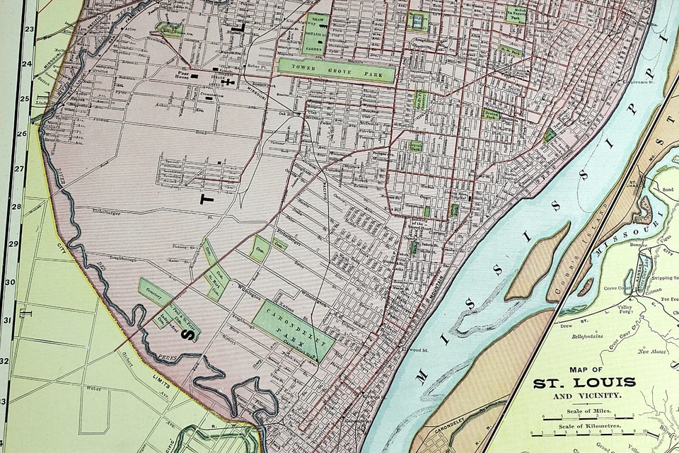 ST LOUIS MISSOURI City Map Rand McNally 1901 Railroad RR Business Large Folio - Image 4 of 4