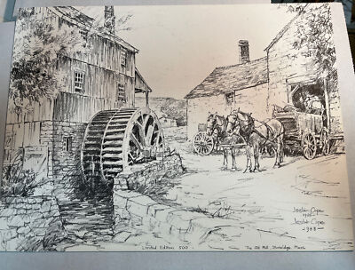 Leslie Cope Etching Print Double Signed Titled The Old Mill Limited ...