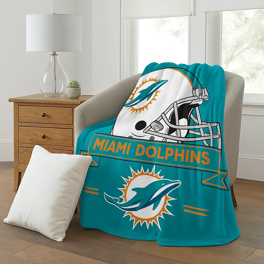 Miami Dolphins football Plush Blanket, Soft & Warm