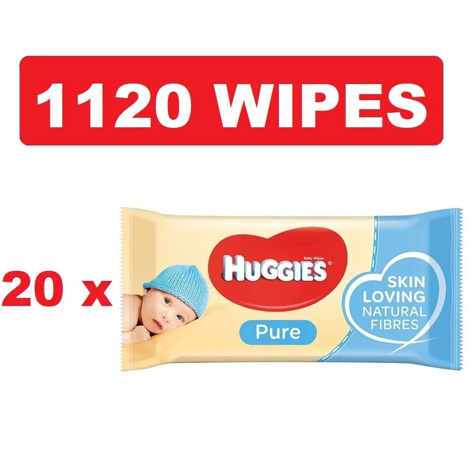 Huggies Pure Baby Wipes 20 Packs (1120 Wipes Total) FREE TRACKED DELIVERY