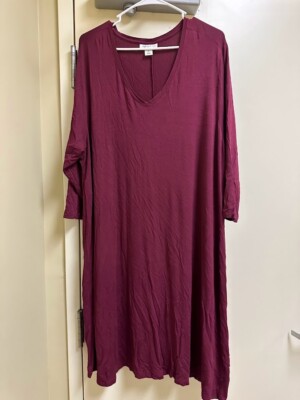S73 - Style & Co Swing Dress Maroon 3 4 Sleeves 3x 22 24