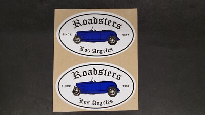 TWO L.A. ROADSTERS ROADSTER SINCE 1957 DARK BLUE CAR STICKERS STICKER