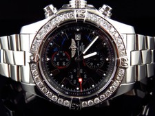 Custom Mens Breitling A13370 Super Avenger XL 48MM S.Steel with Diamonds 4.5 Ct 6