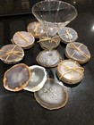 Grey Agate Microcrystalline Quartz Premium Coasters (set of 4) Gift