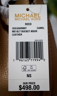 リンゴ NWT Michael Kors Reed Medium Belt Bucket Crossbody Handbag In