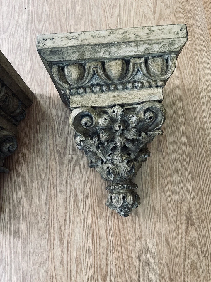 "PAR 2 ESTANTES DE ESTANTE CON SOPORTE DE MÉNSULA GRANDE ARQUITECTÓNICOS 16x13x10,75""" Foto 3 de 4