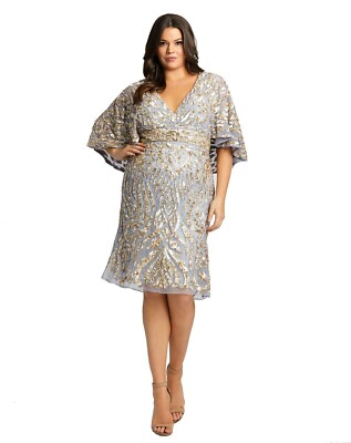 MAC DUGGAL - 14W - Embellished Cape Sleeve Cocktail Dress | eBay
