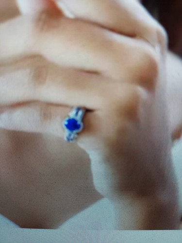 Tanzanian Blue Spinel with Tanzanite & White Zircon Accents Ring Size 8 - Picture 3 of 15