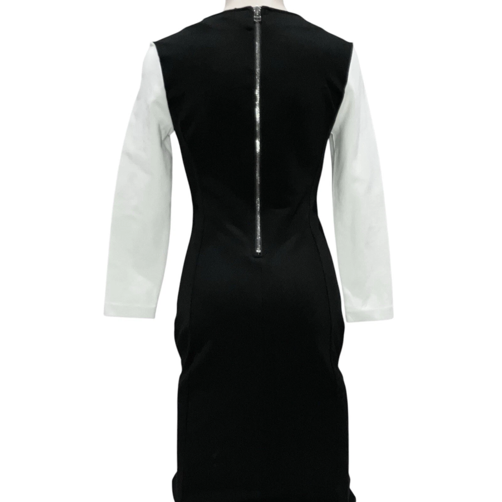 UNDERCOVER Abito manica lunga Victoria's Secret nero bianco colorblock taglia 0 bodycon donna