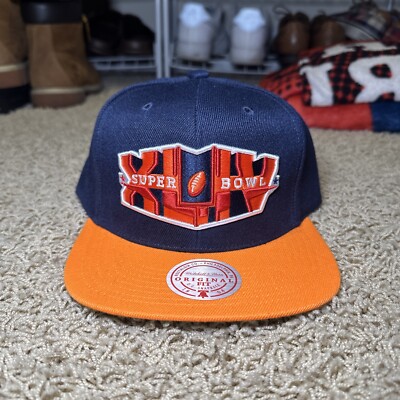NEW Super Bowl XLIV Mitchell & Ness Snapback Hat Blue And Orange Cap NWT