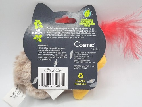 Quirky Kitty Hedgehog & Pizza Cat Toy filled with Catnip & Silvervine NEW - Picture 2 of 3