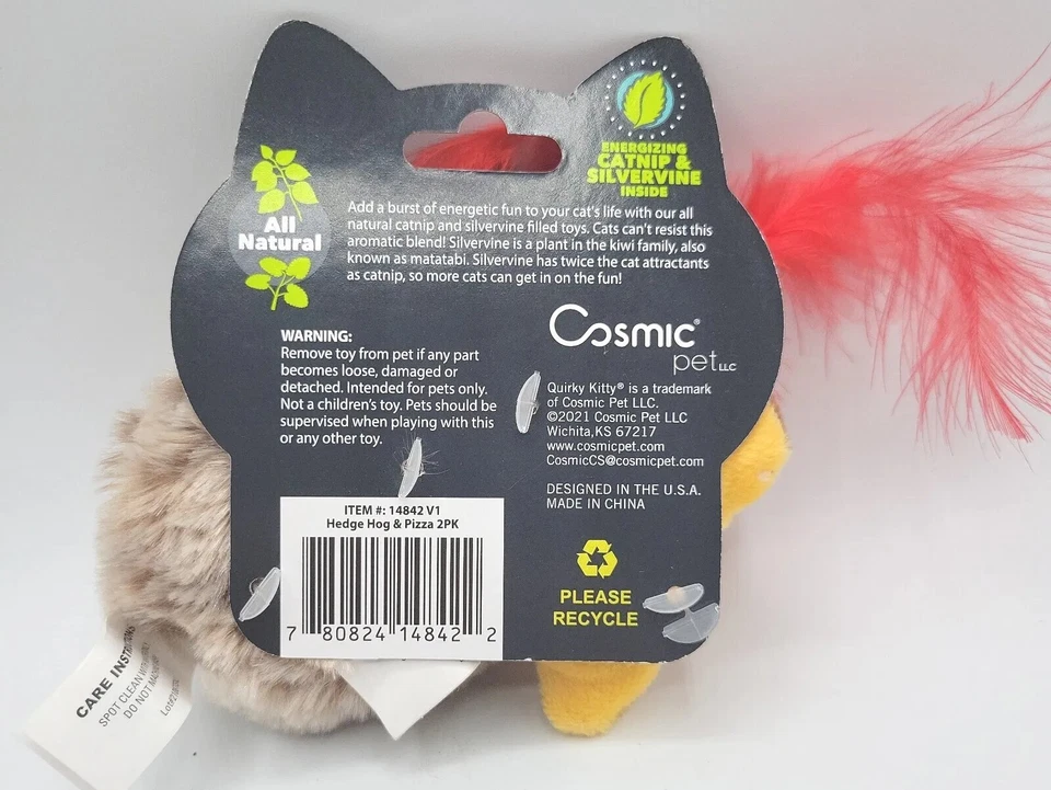 Quirky Kitty Hedgehog & Pizza Cat Toy filled with Catnip & Silvervine  NEW - Image 2 of 3