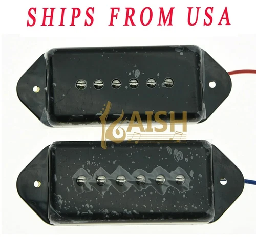 Black P90 High Power Sound Neck with Bridge Dogear Pickups Soapbar Pickup Sets