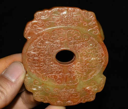 Colgante de jade Hetian de la antigua dinastía china de 48x48mm