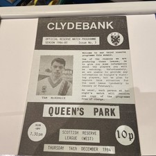Clydebank V Queens Park Reserves 1984/85