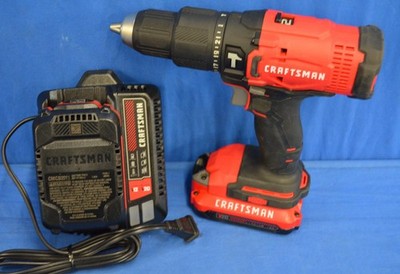 CRAFTSMAN 20V MAX V20 1/2'' Variable Speed Hammer Drill 2 Batteries & Charger