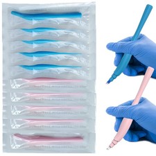 10Pcs/Pack Microblading Disposable Pen 14F Needles Manual Eyebrow Tattoo Pen ...