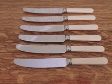 Vintage Set 6 x Faux Bone Handle DESSERT CUTLERY by C Johnson Sheffield - 21 cms