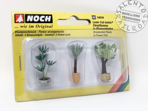 NOCH 14016 set di 3 piante verdi ornamentali in vasi - 1:87 | Zustand: Nuovo