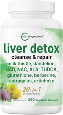 Liver Detox, 240 Veggie Capsules | 20-In-1 Advanced Support Complex + Milk Thist