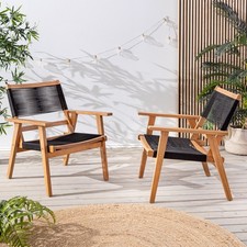 2er Set Gartenstuhl BALI ROPE - natur anthrazit - Akazienholz - Loungesessel