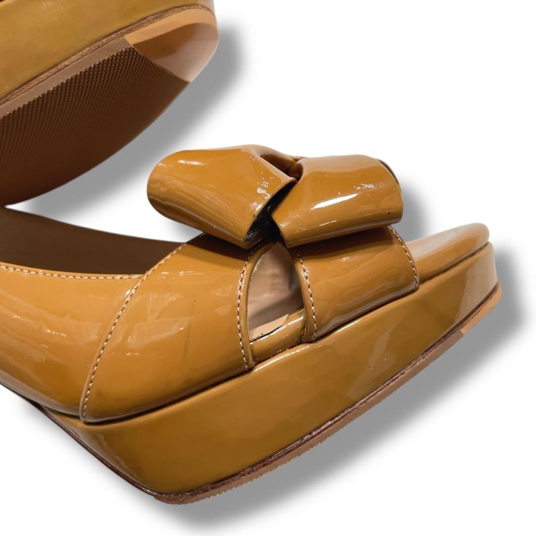 VALENTINO GARAVANI Pumps 37 Patent Leather Camel Color Elegant Design thumbnail 11