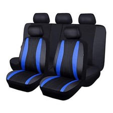 car seat Covers Full Set Faux Leather Air Mesh Full Set -- Low Back Black Blue