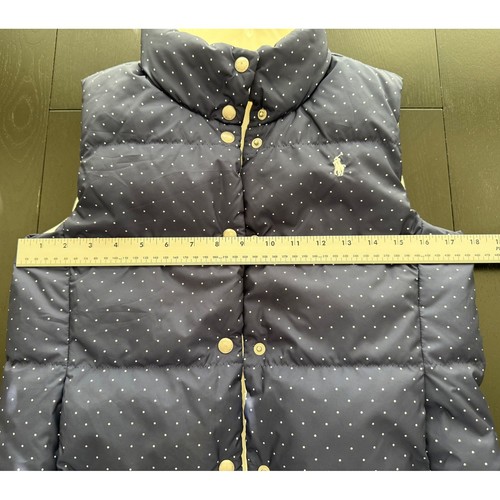Polo Ralph Lauren Kids Down Puffer Vest Girls Large 12-14 Navy Reversible Coat - Picture 9 of 17