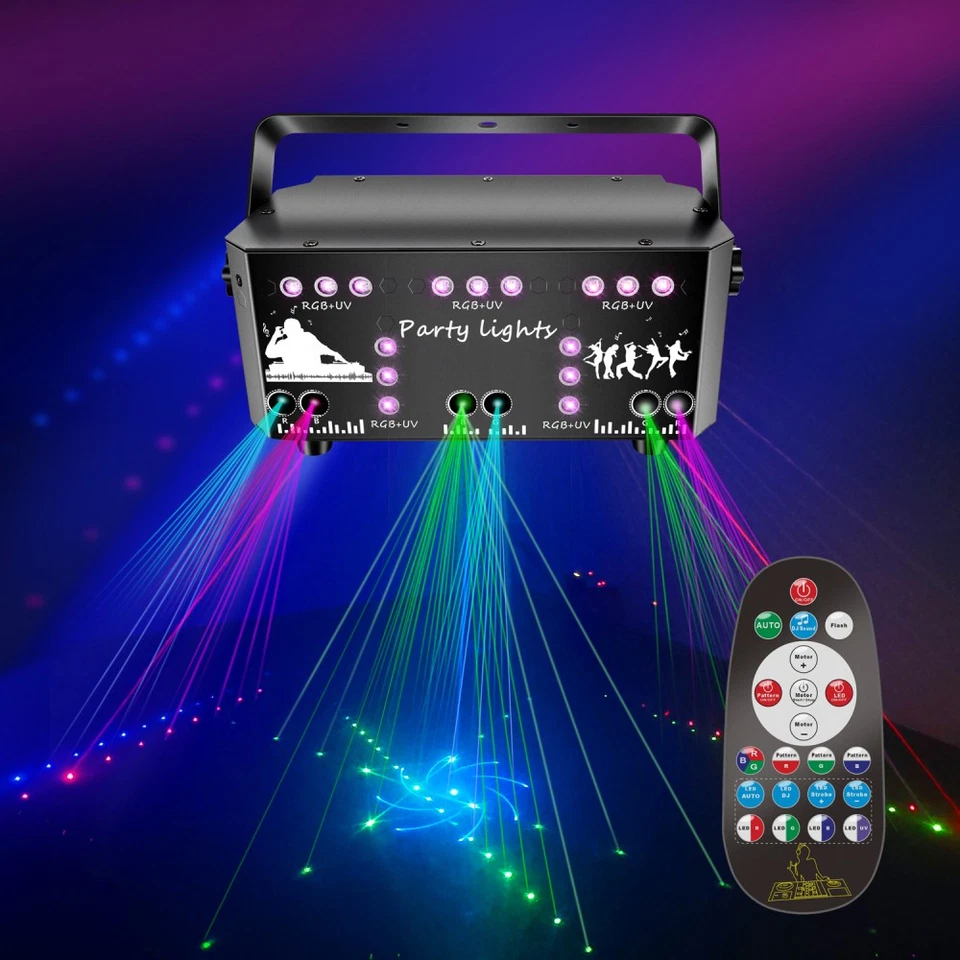 21-Eyes RGBW Laser Projektor Lichteffekt Bühnenlicht DMX Strobe Disco Party & UV - Bild 4 von 4