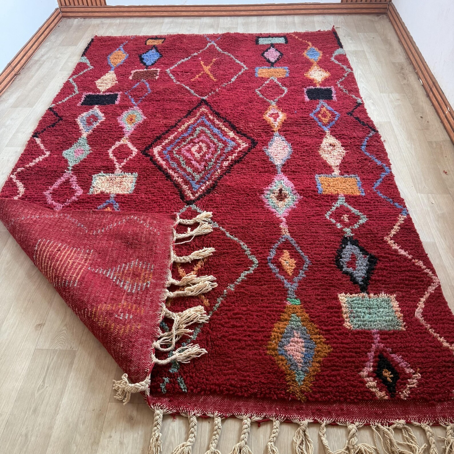 Berber Rug Pattern Moroccan Rug Red Boujaad Handwoven Wool Carpet | Colorful Berber rug | eBay
