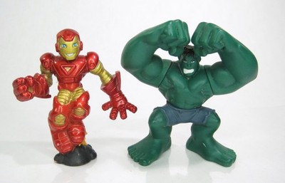 Hasbro 2008 Marvel Super Hero Squad Iron Man & Hulk Figure Lot of 2