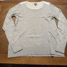 Eddie Bauer Women s Medium Light Gray 100 Cotton Lightweight Knit Sweater