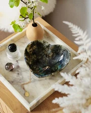 Labradorite Heart Shape Jewelry Holder | Unique Gifts For Her | Valentine Love