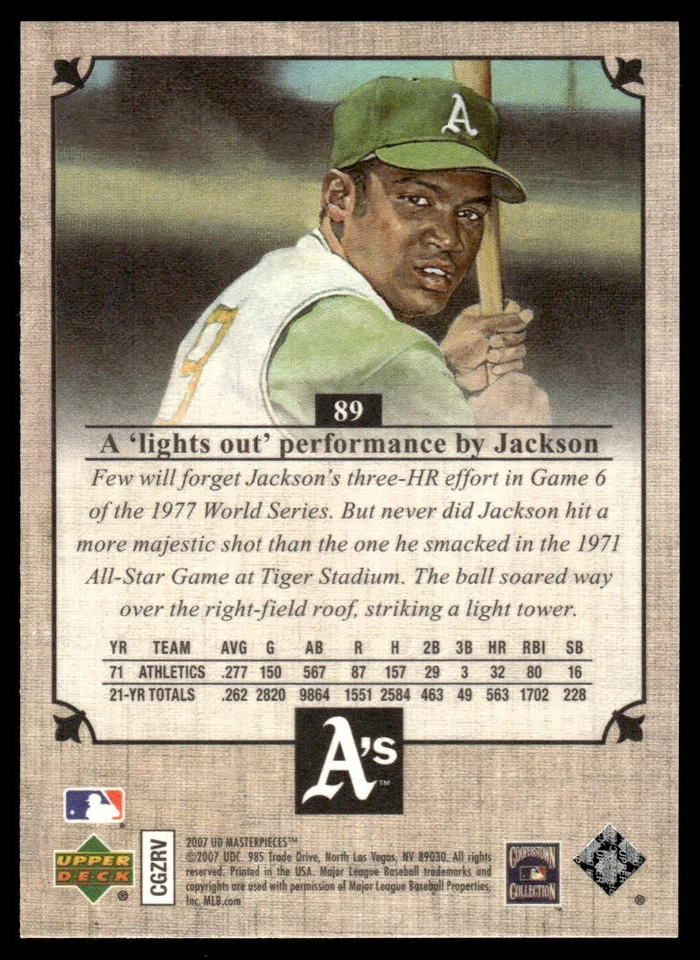 2007 Upper Deck Masterpieces #89 Reggie Jackson BASEBALL Oakland Athletics - Image 2 of 2