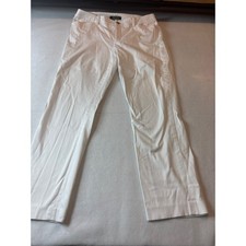 Ralph Lauren White Cotton Blend Womens Straight Leg Pants Size 8