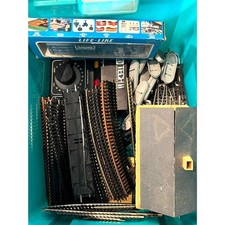 Vintage HO Model Train Lot Track: Controller, Transformers, Station, Car, Parts