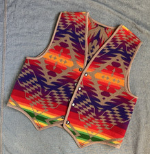 Vintage Navajo Spirit Reversible Wool Vest  Vintage Pendleton Style Wool Vest