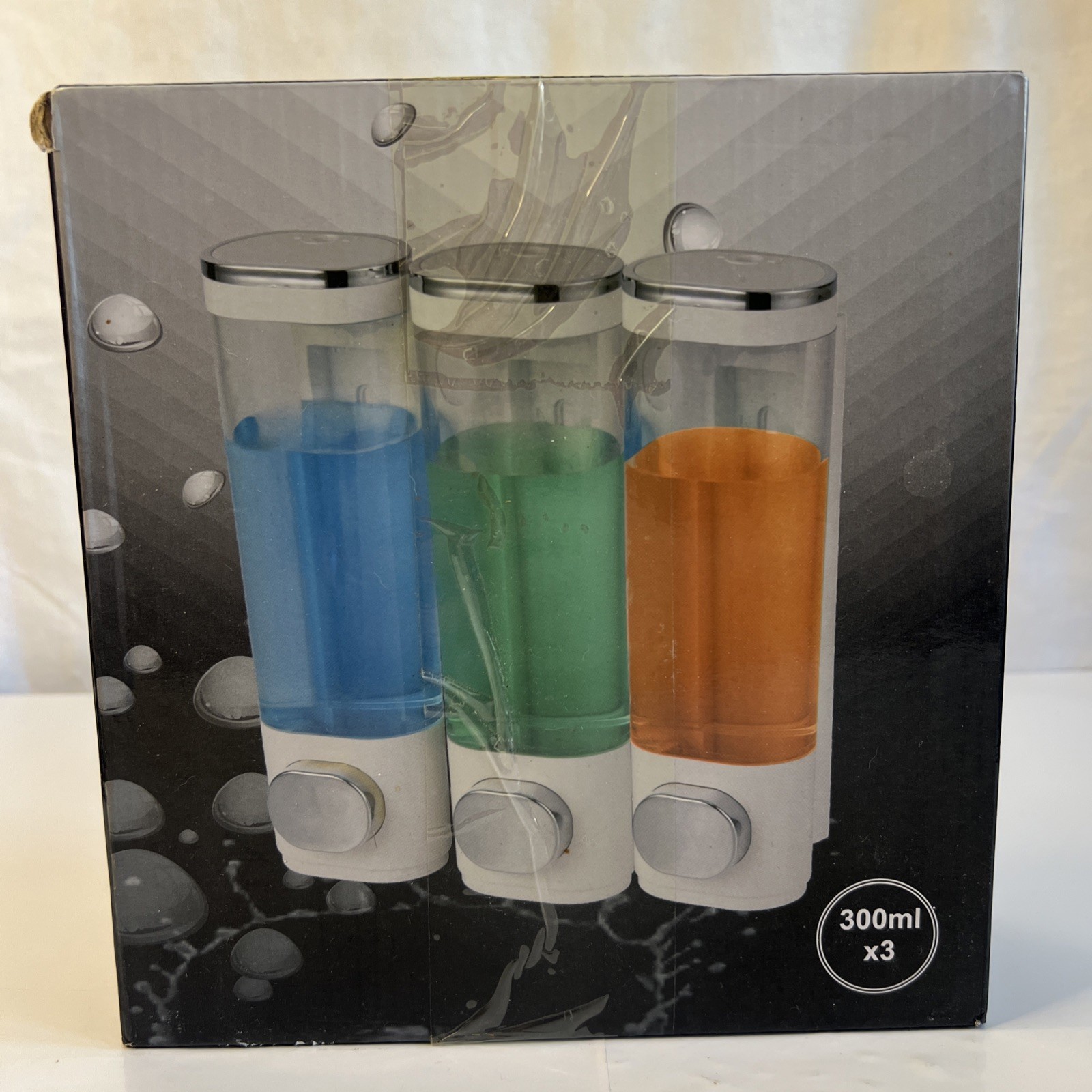 Soap Dispenser Wall Mounted Shower Soap Liquid Dispenser 3 x 300ml WHITE NIB