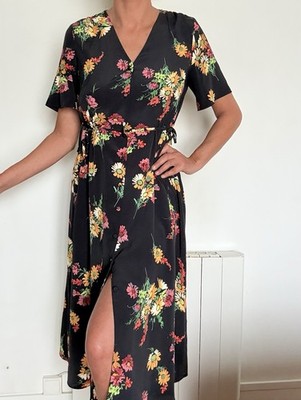 Mango Sommer Longshirt Kleid geblümt Farbe schwarz Gr. Über 38 40