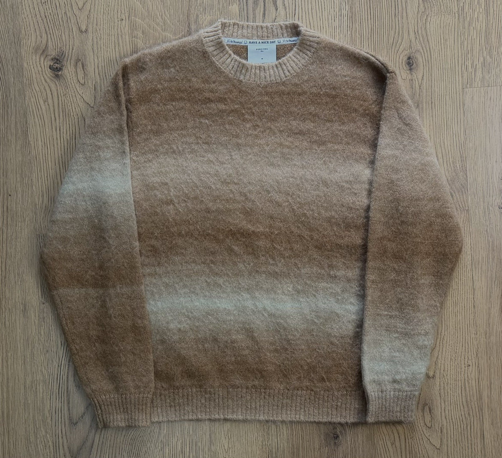 Percival - Tan/Beige Deku Fuzzy  Mohair/Wool Jumper (M) Fits (L) RRP £179