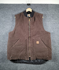 Carhartt Arctic Vest Men XLT Brown Duck Canvas Quilted Insulated Workwear V02