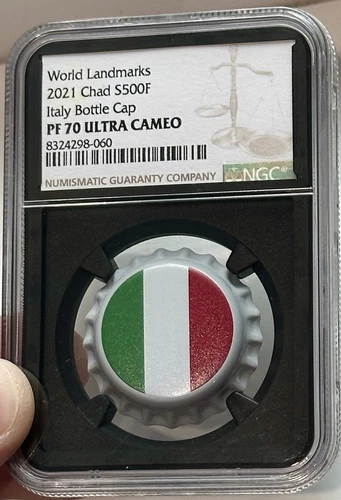 World Landmarks Italy/Italian Silver BottleCap NGC PF70 ULTRA CAMEO-Rare Top Pop