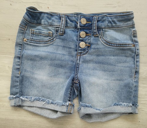 Hippie Girl Denim Jean Shorts Lot Stretch Midi Regular Rise Sz 8 Cuffed Raw Hem - Picture 5 of 10