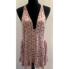 Intimately Free People Let It Happen Slip Tunic Dress Pink Floral Geometric LRG